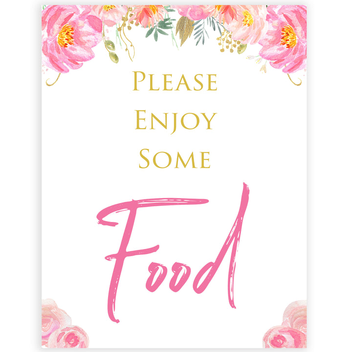 food baby table signs, food baby decor, Blush floral baby decor, printable baby table signs, printable baby decor, gold table signs, fun baby signs, floral fun baby table signs