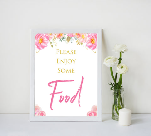 food baby table signs, food baby decor, Blush floral baby decor, printable baby table signs, printable baby decor, gold table signs, fun baby signs, floral fun baby table signs