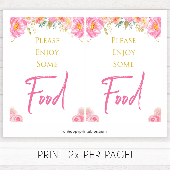 food baby table signs, food baby decor, Blush floral baby decor, printable baby table signs, printable baby decor, gold table signs, fun baby signs, floral fun baby table signs