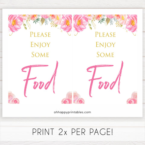 food baby table signs, food baby decor, Blush floral baby decor, printable baby table signs, printable baby decor, gold table signs, fun baby signs, floral fun baby table signs