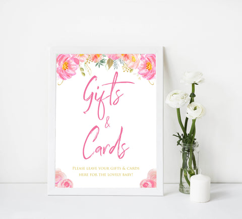 gifts and cards baby signs, Blush floral baby decor, printable baby table signs, printable baby decor, gold table signs, fun baby signs, floral fun baby table signs