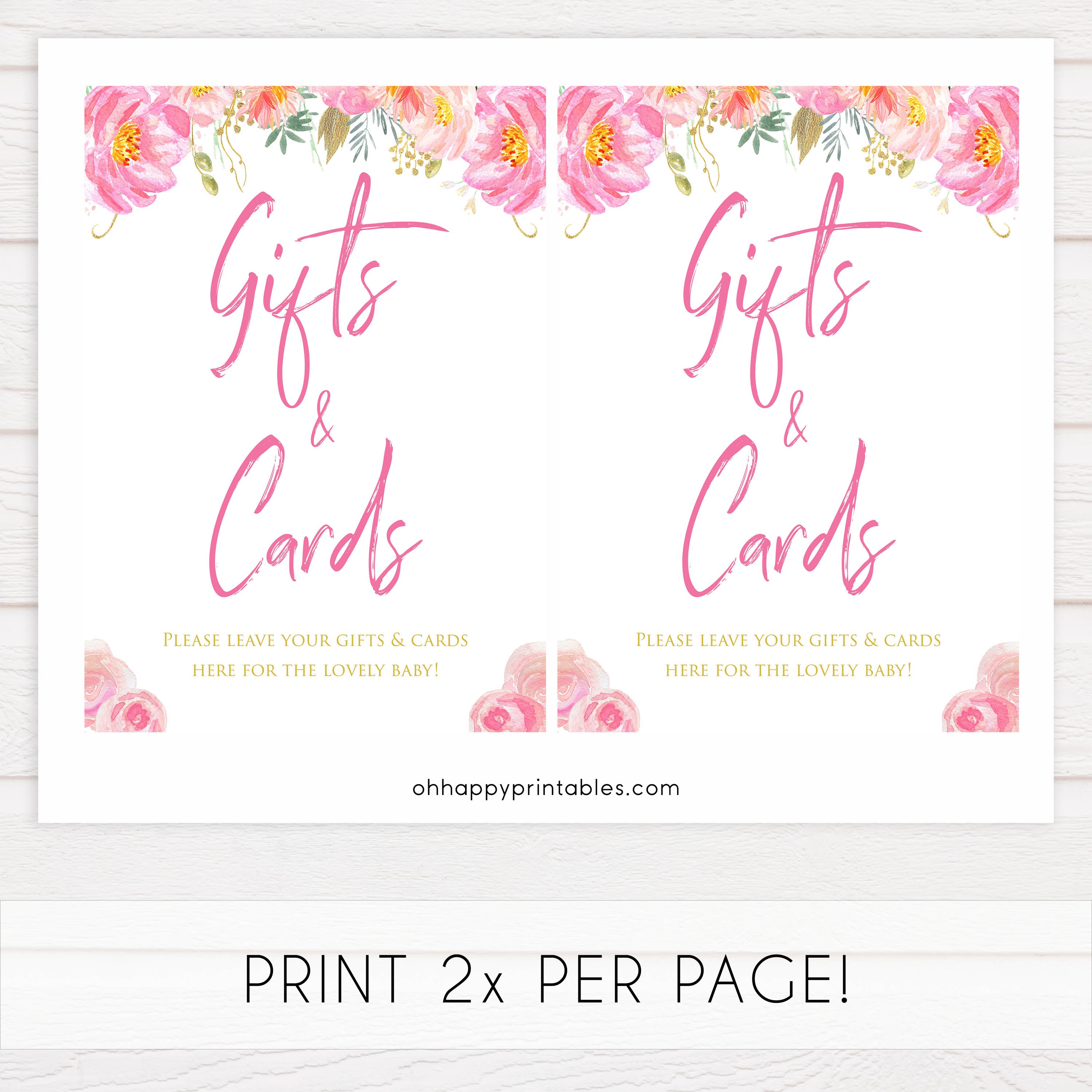 gifts and cards baby signs, Blush floral baby decor, printable baby table signs, printable baby decor, gold table signs, fun baby signs, floral fun baby table signs