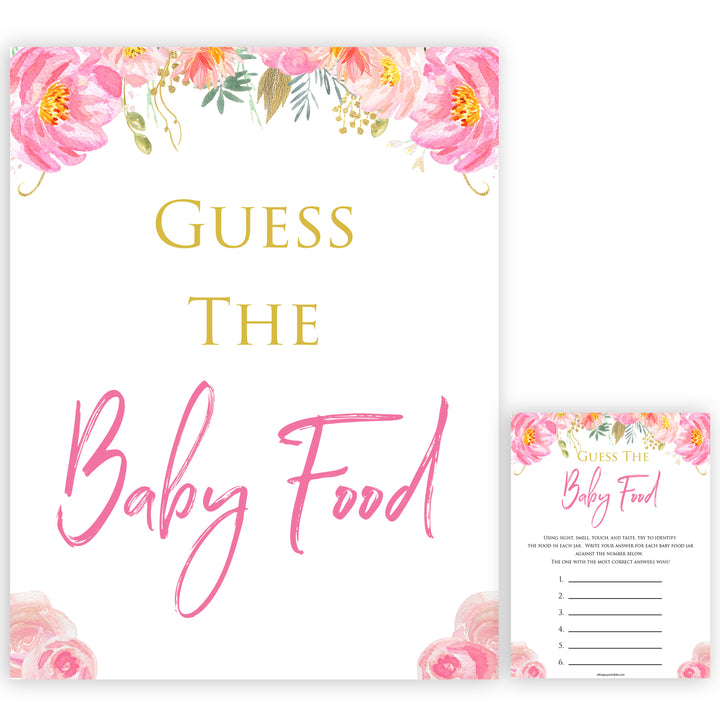 Pink blush floral baby shower guess the baby food, printable baby games, baby shower games, blush baby shower, floral baby games, girl baby shower ideas, pink baby shower ideas, floral baby games, popular baby games, fun baby games