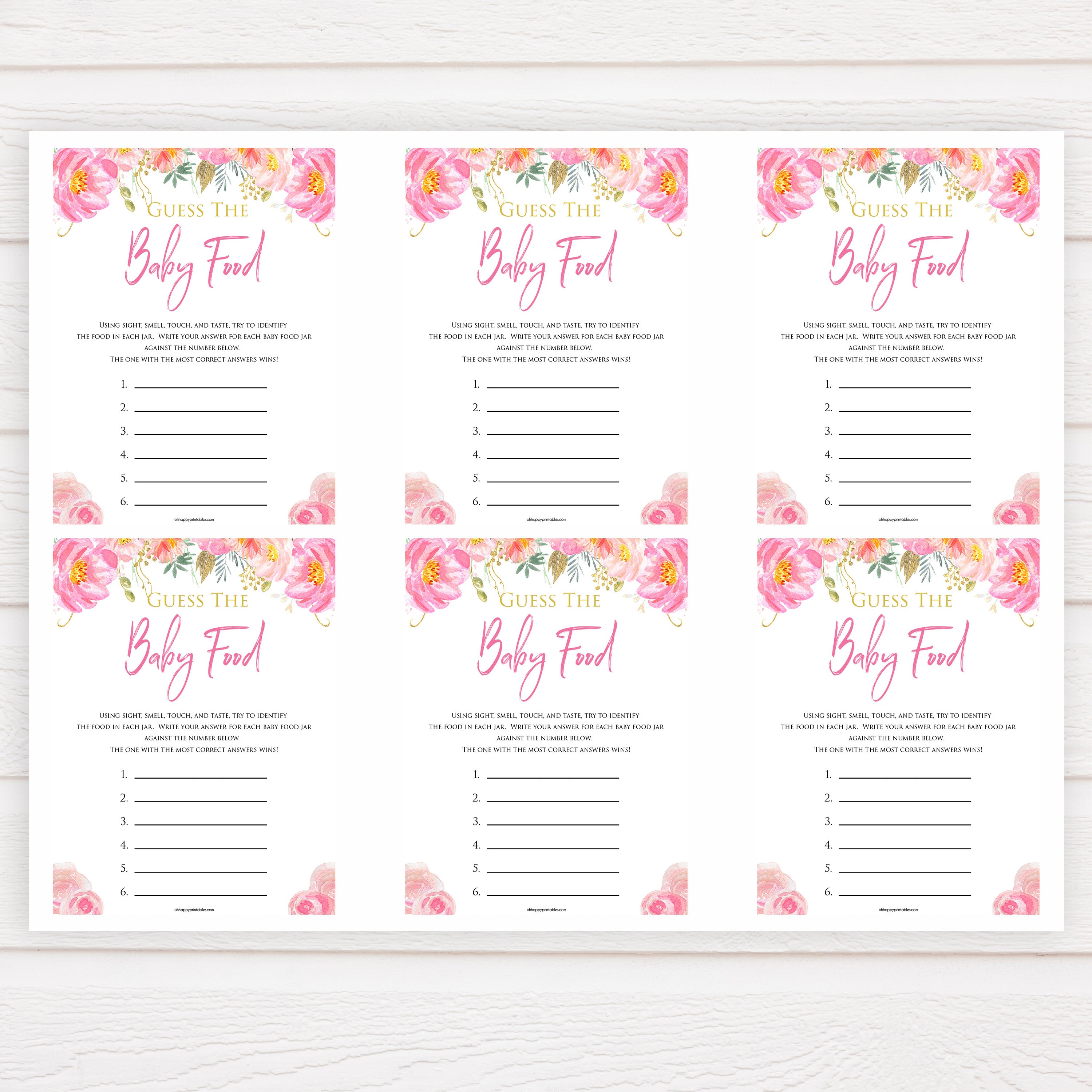 Pink blush floral baby shower guess the baby food, printable baby games, baby shower games, blush baby shower, floral baby games, girl baby shower ideas, pink baby shower ideas, floral baby games, popular baby games, fun baby games
