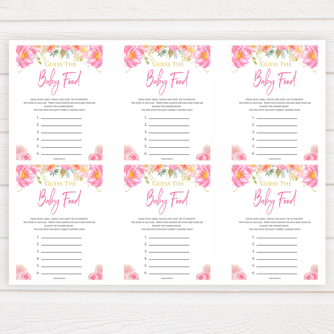 Pink blush floral baby shower guess the baby food, printable baby games, baby shower games, blush baby shower, floral baby games, girl baby shower ideas, pink baby shower ideas, floral baby games, popular baby games, fun baby games