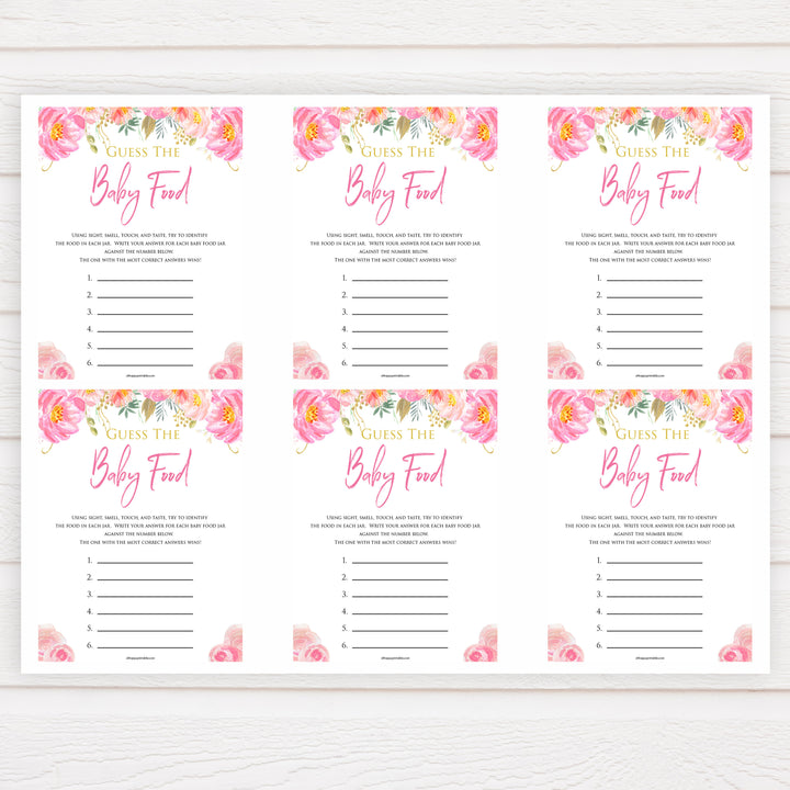 Pink blush floral baby shower guess the baby food, printable baby games, baby shower games, blush baby shower, floral baby games, girl baby shower ideas, pink baby shower ideas, floral baby games, popular baby games, fun baby games