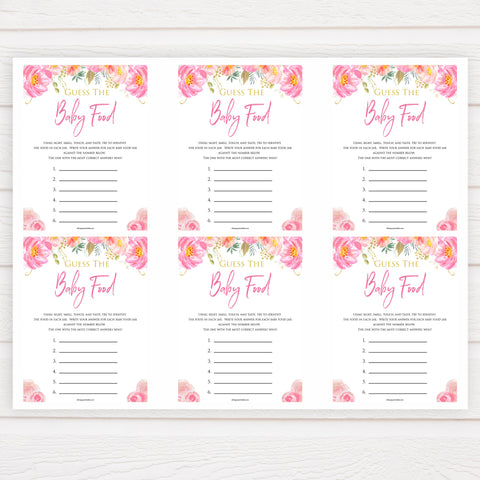 Pink blush floral baby shower guess the baby food, printable baby games, baby shower games, blush baby shower, floral baby games, girl baby shower ideas, pink baby shower ideas, floral baby games, popular baby games, fun baby games