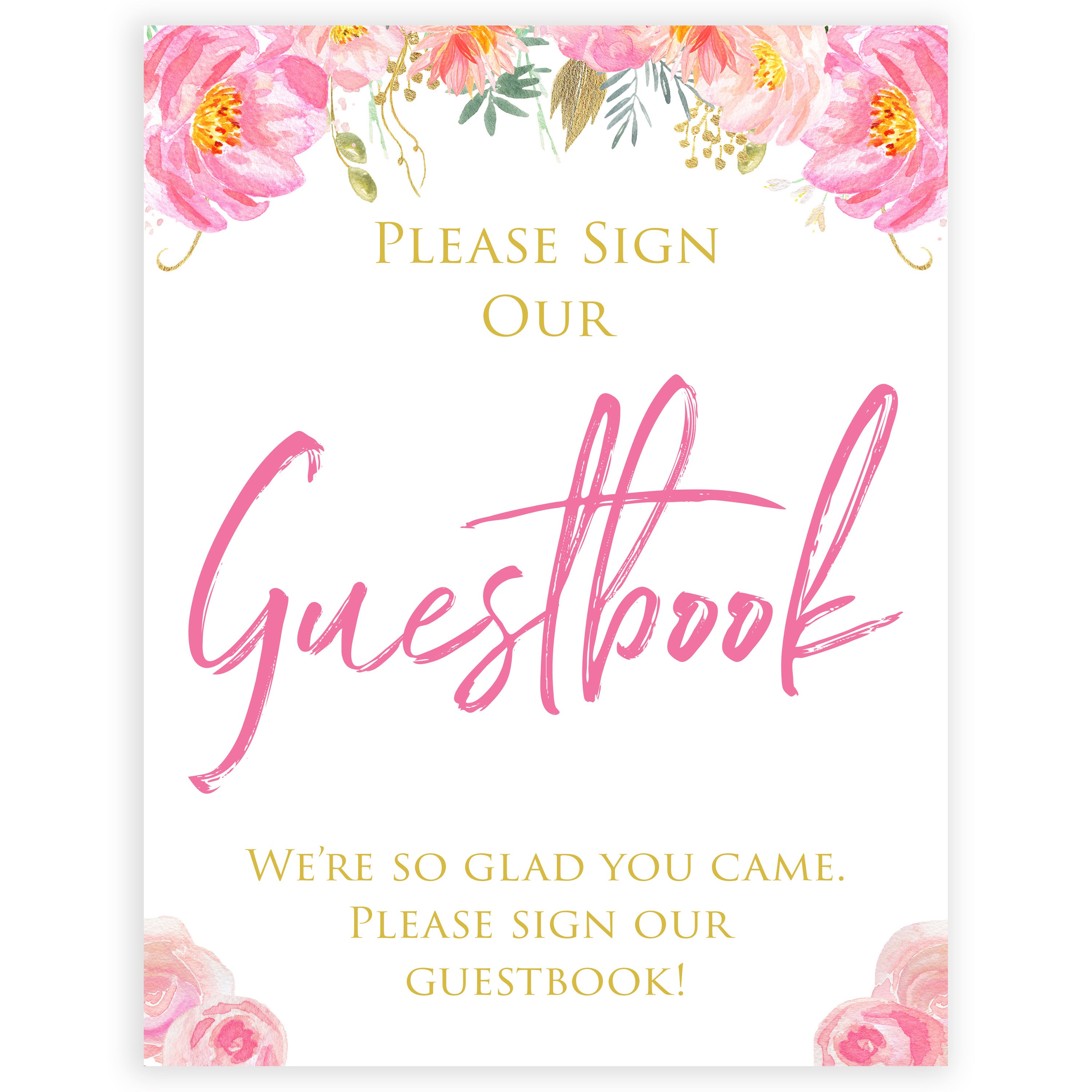 guestbook baby table signs, guestbook baby signs, Blush floral baby decor, printable baby table signs, printable baby decor, gold table signs, fun baby signs, floral fun baby table signs