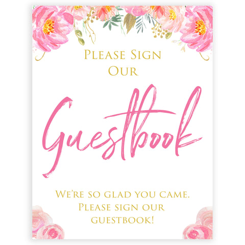 guestbook baby table signs, guestbook baby signs, Blush floral baby decor, printable baby table signs, printable baby decor, gold table signs, fun baby signs, floral fun baby table signs