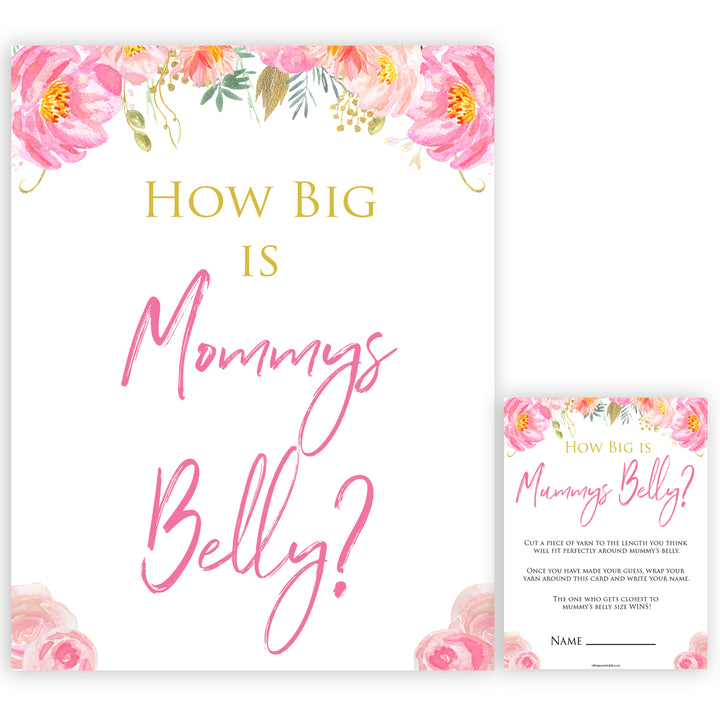Pink blush floral baby shower how big is mommys belly game, printable baby games, baby shower games, blush baby shower, floral baby games, girl baby shower ideas, pink baby shower ideas, floral baby games, popular baby games, fun baby games