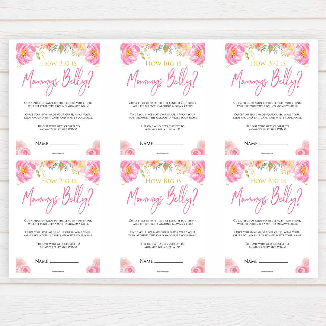 Pink blush floral baby shower how big is mommys belly game, printable baby games, baby shower games, blush baby shower, floral baby games, girl baby shower ideas, pink baby shower ideas, floral baby games, popular baby games, fun baby games