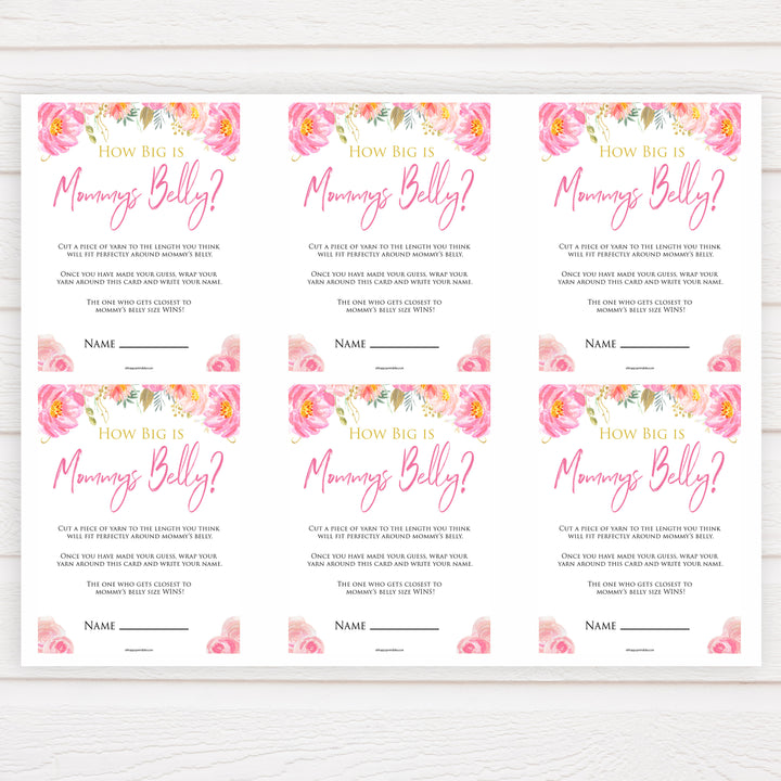 Pink blush floral baby shower how big is mommys belly game, printable baby games, baby shower games, blush baby shower, floral baby games, girl baby shower ideas, pink baby shower ideas, floral baby games, popular baby games, fun baby games