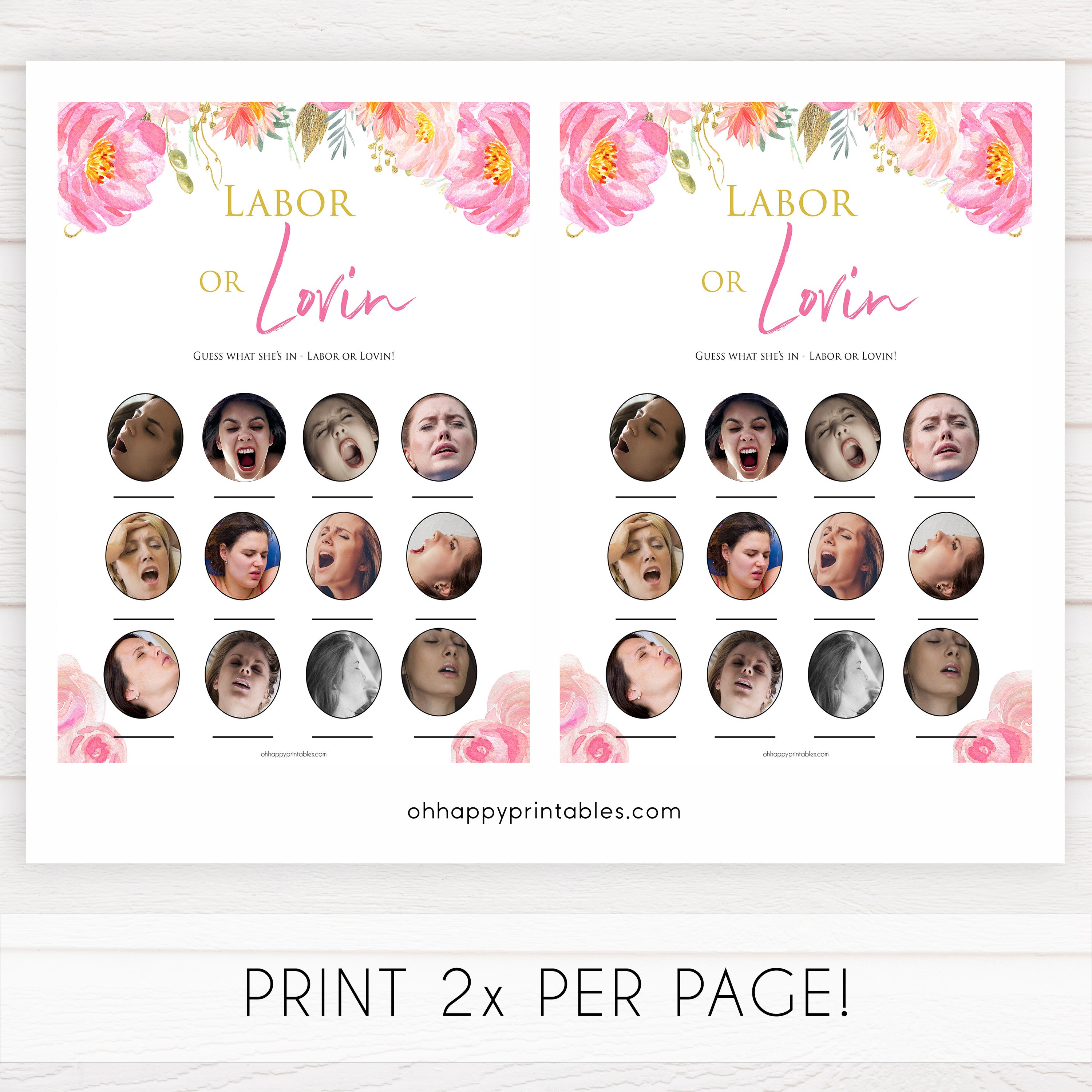 Pink blush floral baby shower labour or lovin, labor or lovin, printable baby games, baby shower games, blush baby shower, floral baby games, girl baby shower ideas, pink baby shower ideas, floral baby games, popular baby games, fun baby games