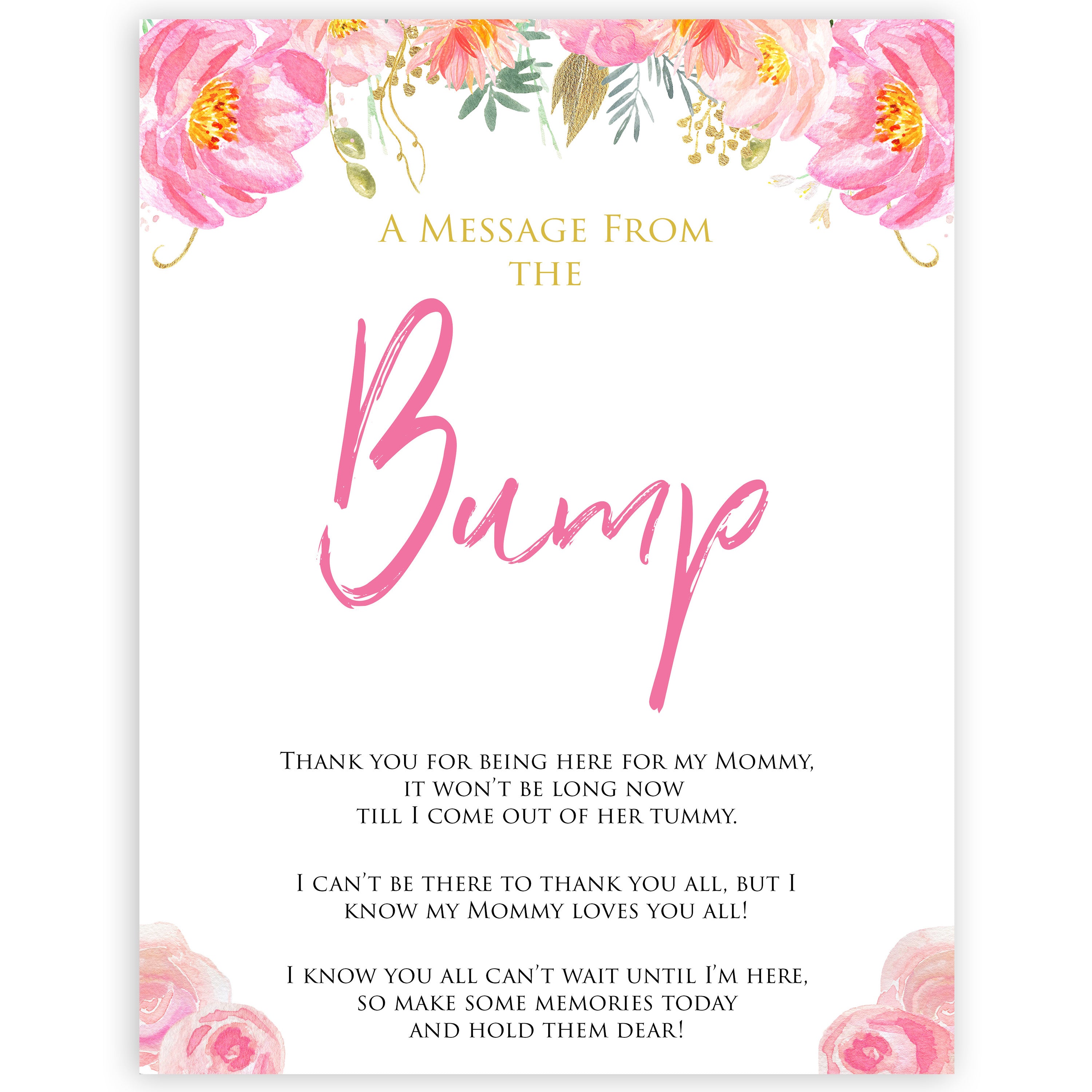 Pink blush floral baby shower message from bump, printable baby games, baby shower games, blush baby shower, floral baby games, girl baby shower ideas, pink baby shower ideas, floral baby games, popular baby games, fun baby games
