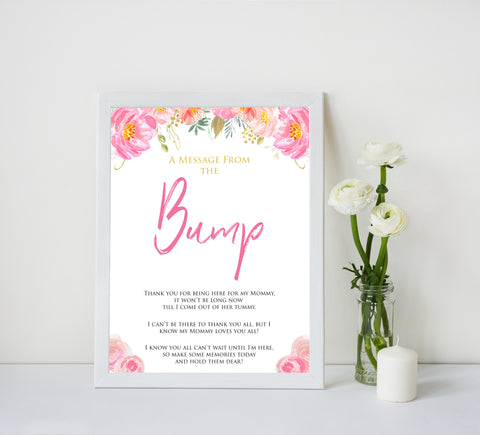 Pink blush floral baby shower message from bump, printable baby games, baby shower games, blush baby shower, floral baby games, girl baby shower ideas, pink baby shower ideas, floral baby games, popular baby games, fun baby games