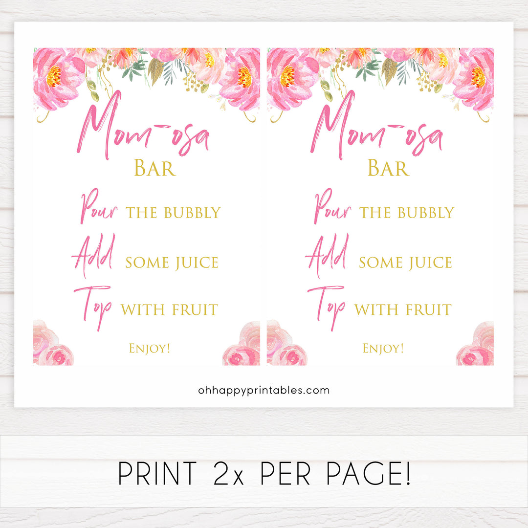 momosa baby table signs, momosa baby decor, Blush floral baby decor, printable baby table signs, printable baby decor, gold table signs, fun baby signs, floral fun baby table signs