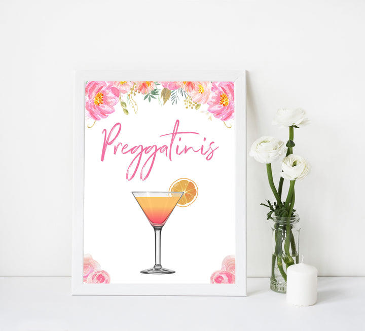 preggatinis baby signs, preggatinis baby decor, Blush floral baby decor, printable baby table signs, printable baby decor, gold table signs, fun baby signs, floral fun baby table signs