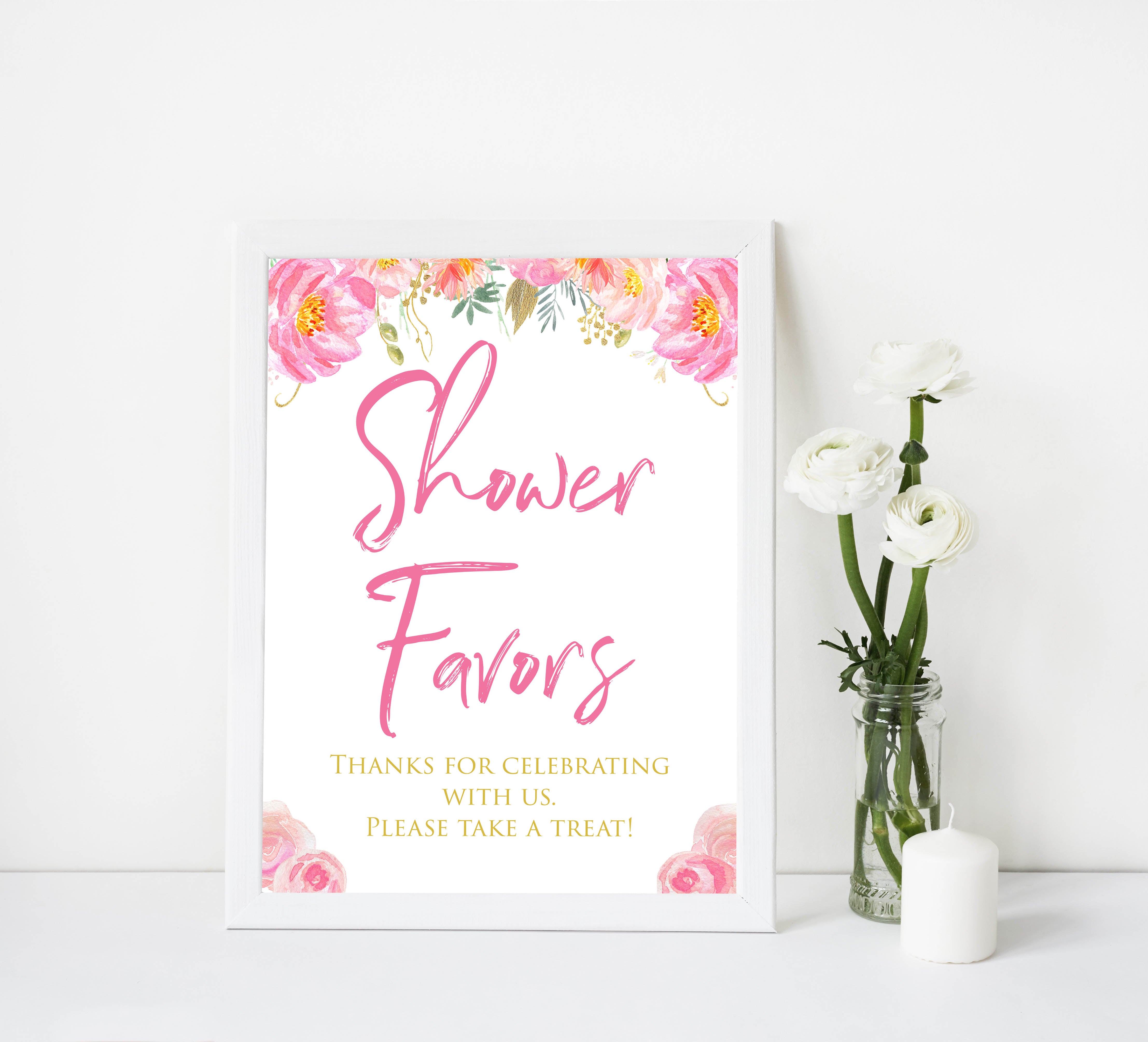 favors baby table sign, favors baby decor, Blush floral baby decor, printable baby table signs, printable baby decor, gold table signs, fun baby signs, floral fun baby table signs