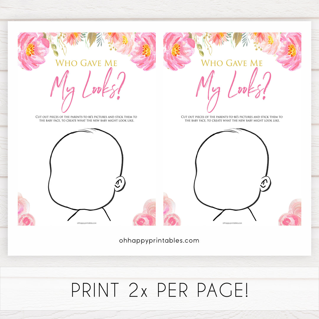 Pink blush floral baby shower what am I game, printable baby games, baby shower games, blush baby shower, floral baby games, girl baby shower ideas, pink baby shower ideas, floral baby games, popular baby games, fun baby games