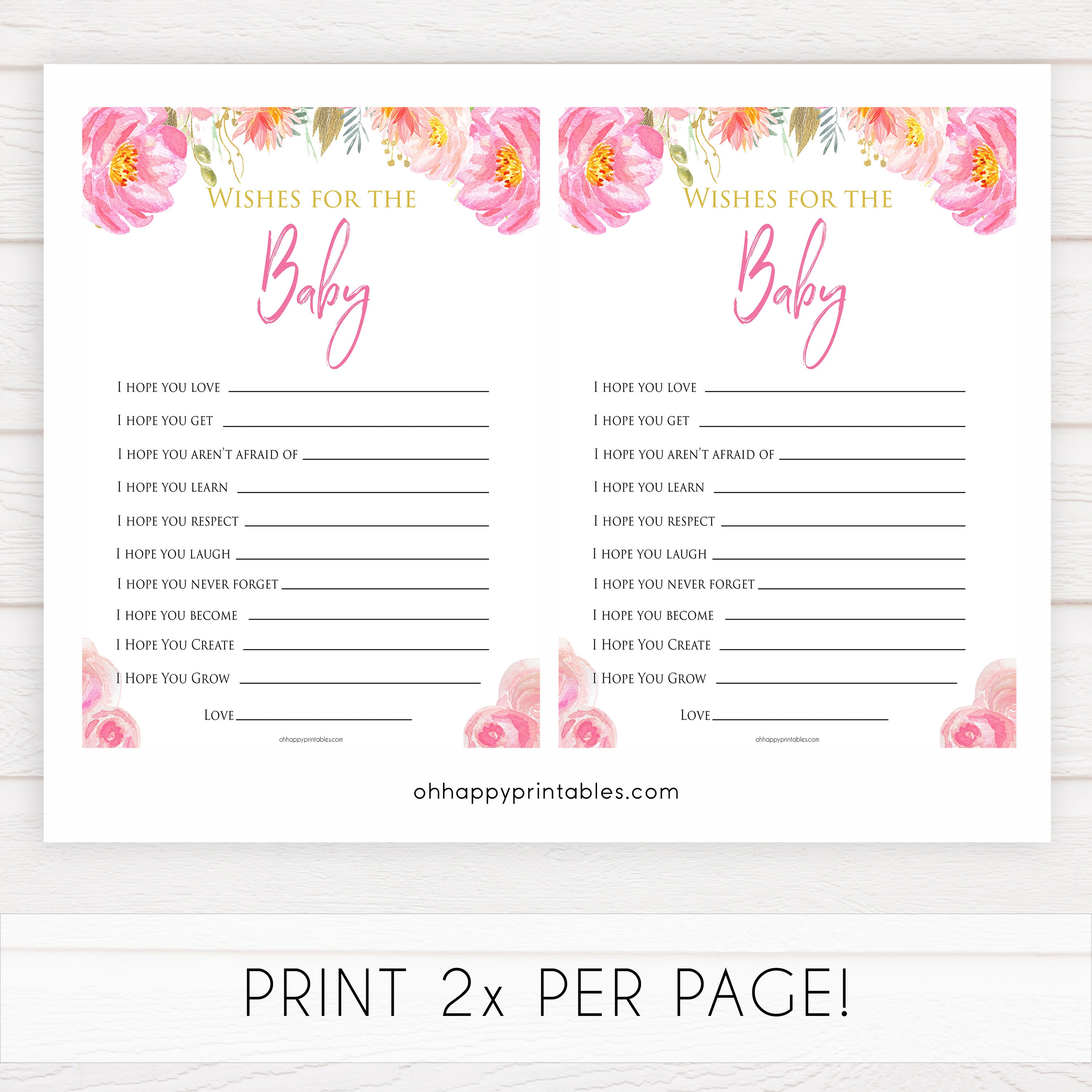 Pink blush floral baby shower wishes for the baby game, printable baby games, baby shower games, blush baby shower, floral baby games, girl baby shower ideas, pink baby shower ideas, floral baby games, popular baby games, fun baby games