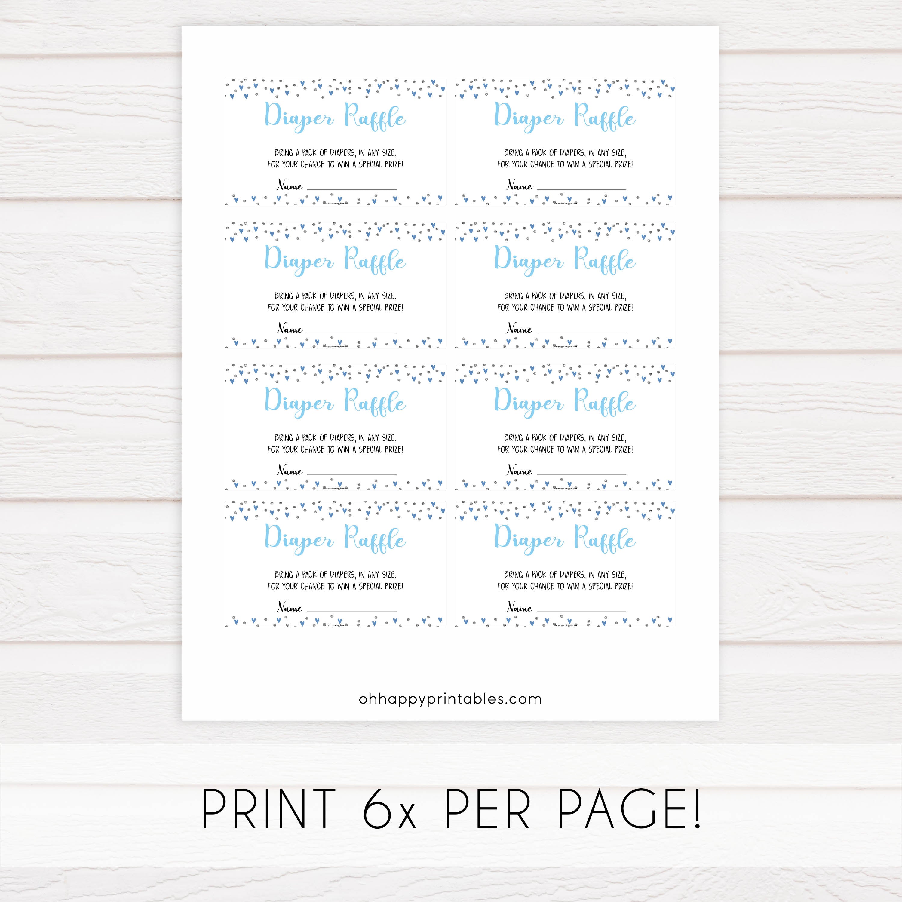 diaper raffle game, diaper raffle, Printable baby shower games, small blue hearts fun baby games, baby shower games, fun baby shower ideas, top baby shower ideas, silver baby shower, blue hearts baby shower ideas