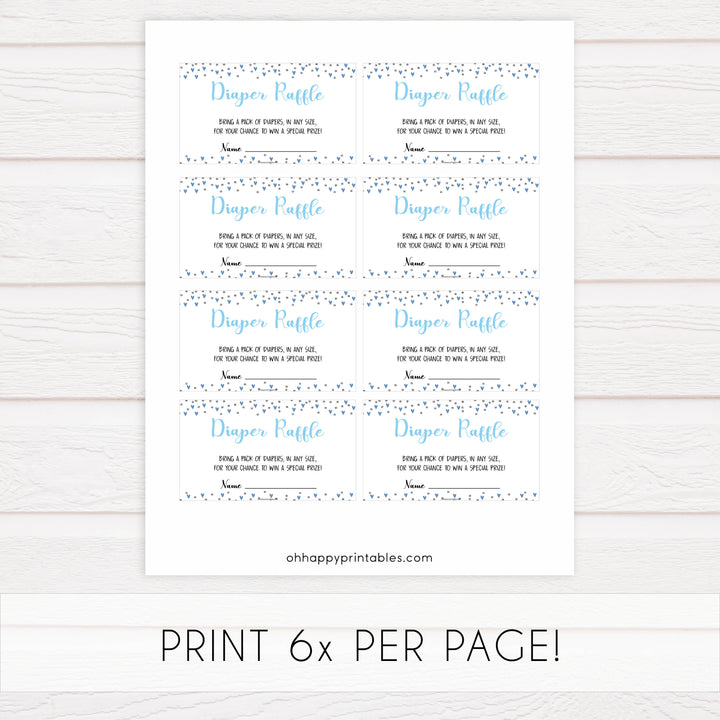 diaper raffle game, diaper raffle, Printable baby shower games, small blue hearts fun baby games, baby shower games, fun baby shower ideas, top baby shower ideas, silver baby shower, blue hearts baby shower ideas