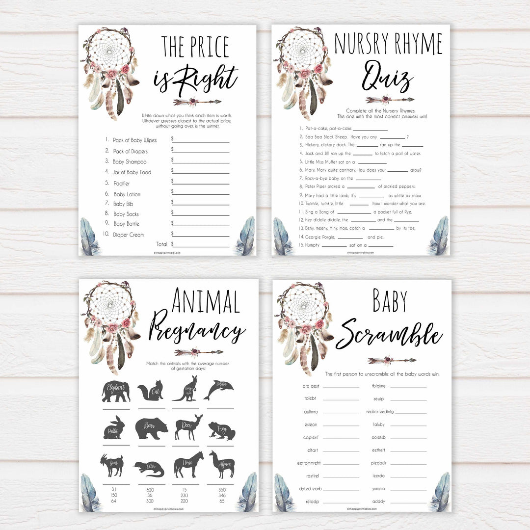 Boho baby games, 10 baby games bundle, fun baby games, printable baby games, top 10 baby games, boho baby shower, baby games, hilarious baby games