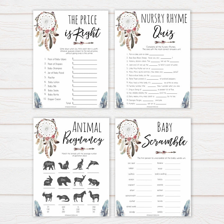 Boho baby games, 10 baby games bundle, fun baby games, printable baby games, top 10 baby games, boho baby shower, baby games, hilarious baby games