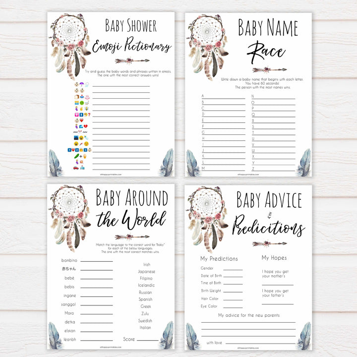 Boho baby games, 10 baby games bundle, fun baby games, printable baby games, top 10 baby games, boho baby shower, baby games, hilarious baby games