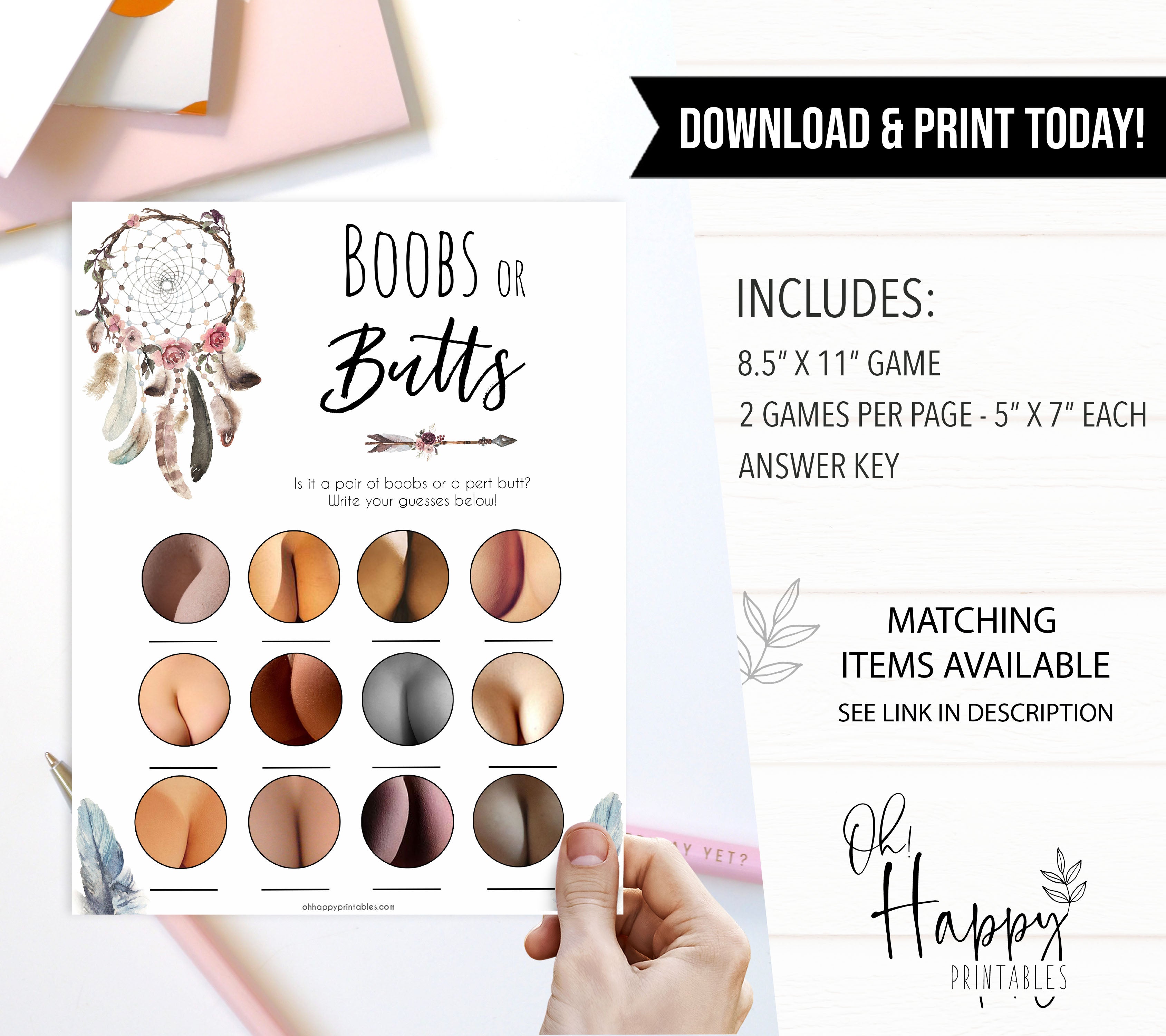 Boho baby games, boobs or butts baby game, fun baby games, printable baby games, top 10 baby games, boho baby shower, baby games, hilarious baby games
