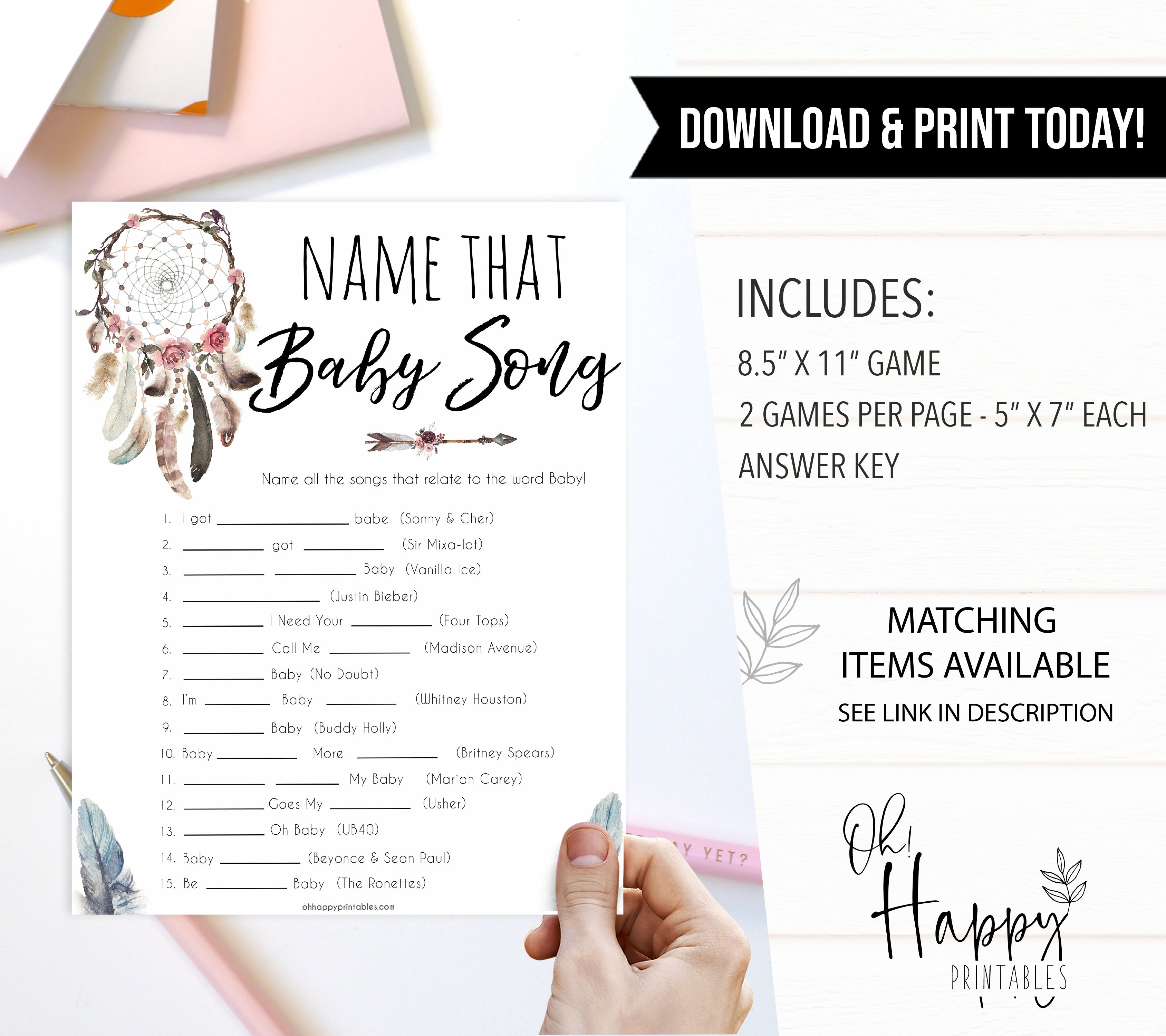 Boho baby games, name that baby song baby game, fun baby games, printable baby games, top 10 baby games, boho baby shower, baby games, hilarious baby games