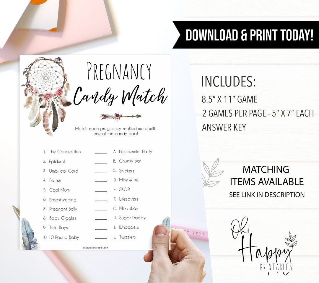 Boho baby games, pregnancy candy match baby game, fun baby games, printable baby games, top 10 baby games, boho baby shower, baby games, hilarious baby games