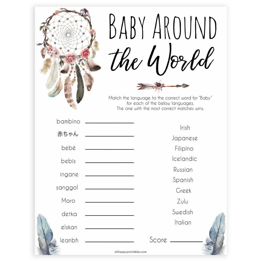 Boho baby games, baby around the world baby game, fun baby games, printable baby games, top 10 baby games, boho baby shower, baby games, hilarious baby games