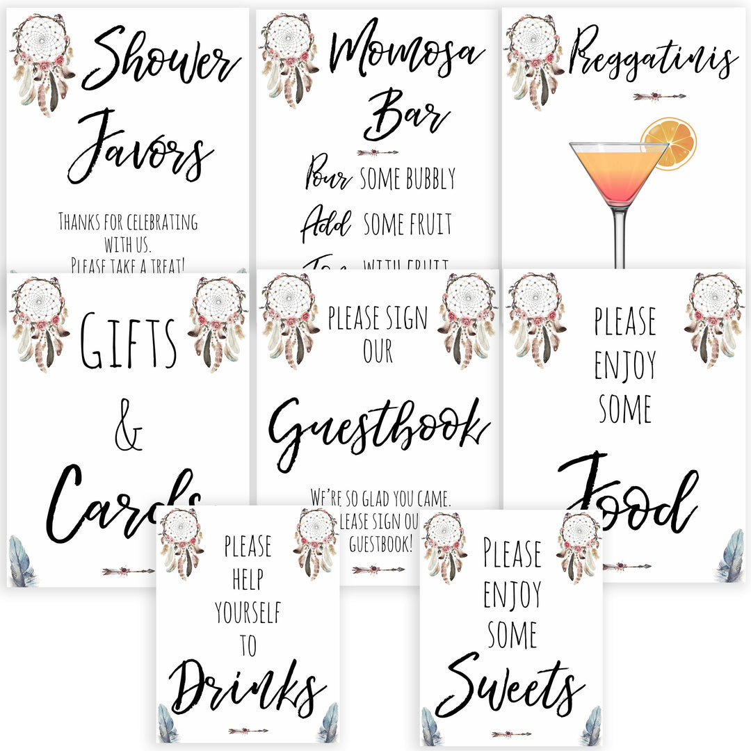 boho baby signs, 8 baby signs, printable baby signs, boho baby decor, fun baby signs, baby shower signs, baby shower decor