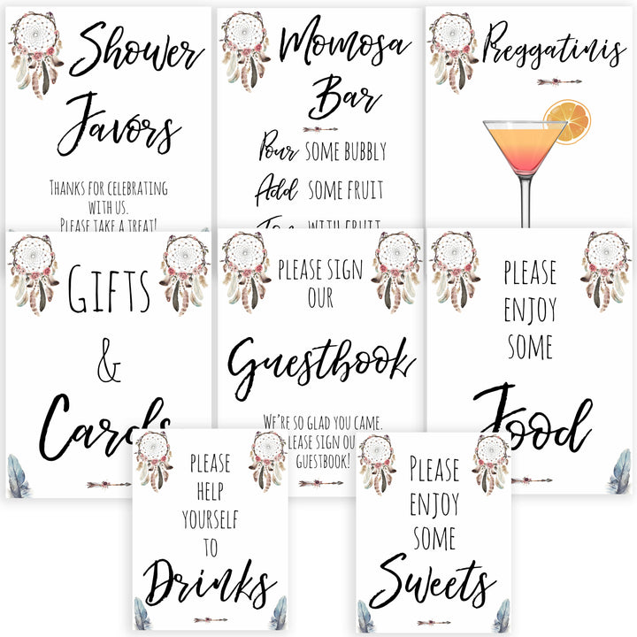 boho baby signs, 8 baby signs, printable baby signs, boho baby decor, fun baby signs, baby shower signs, baby shower decor