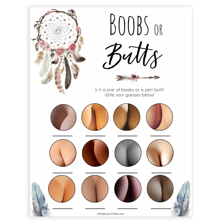 Boho baby games, boobs or butts baby game, fun baby games, printable baby games, top 10 baby games, boho baby shower, baby games, hilarious baby games