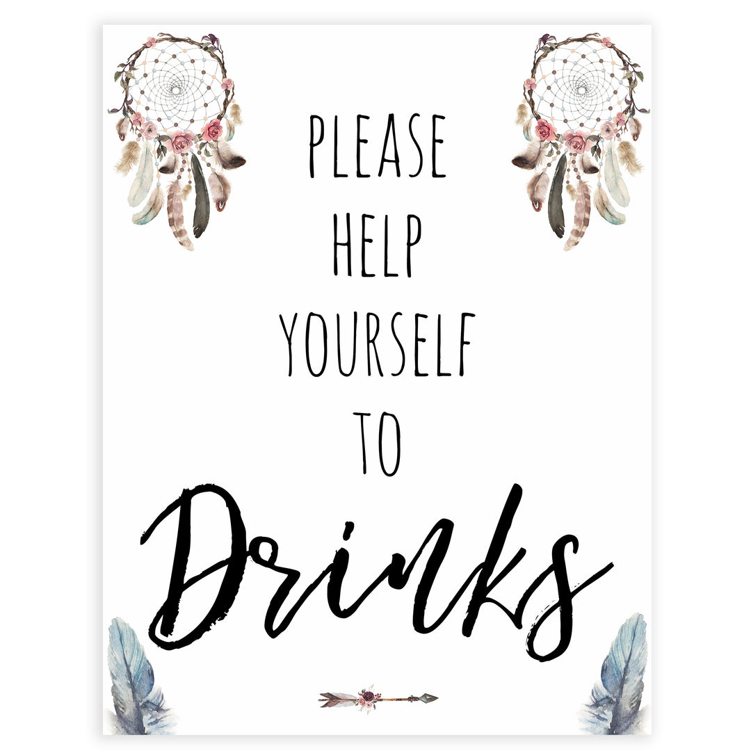 boho baby signs, drinks baby sign, printable baby signs, boho baby decor, fun baby signs, baby shower signs, baby shower decor