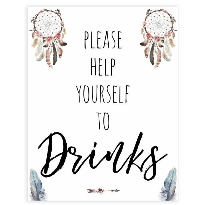 boho baby signs, drinks baby sign, printable baby signs, boho baby decor, fun baby signs, baby shower signs, baby shower decor