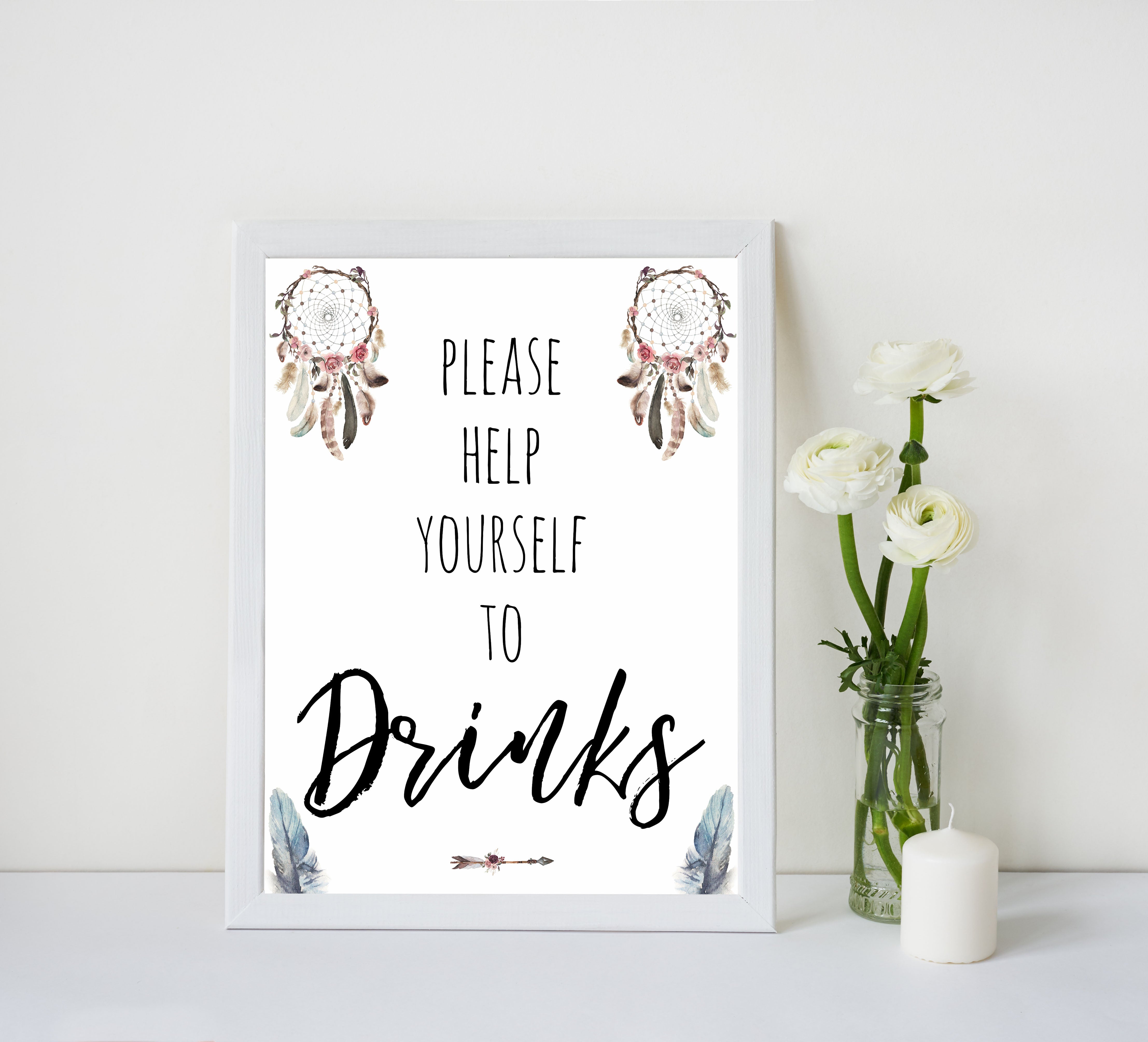 boho baby signs, drinks baby sign, printable baby signs, boho baby decor, fun baby signs, baby shower signs, baby shower decor