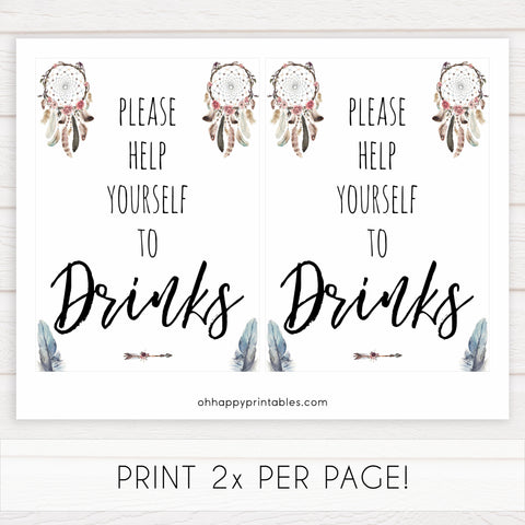 boho baby signs, drinks baby sign, printable baby signs, boho baby decor, fun baby signs, baby shower signs, baby shower decor