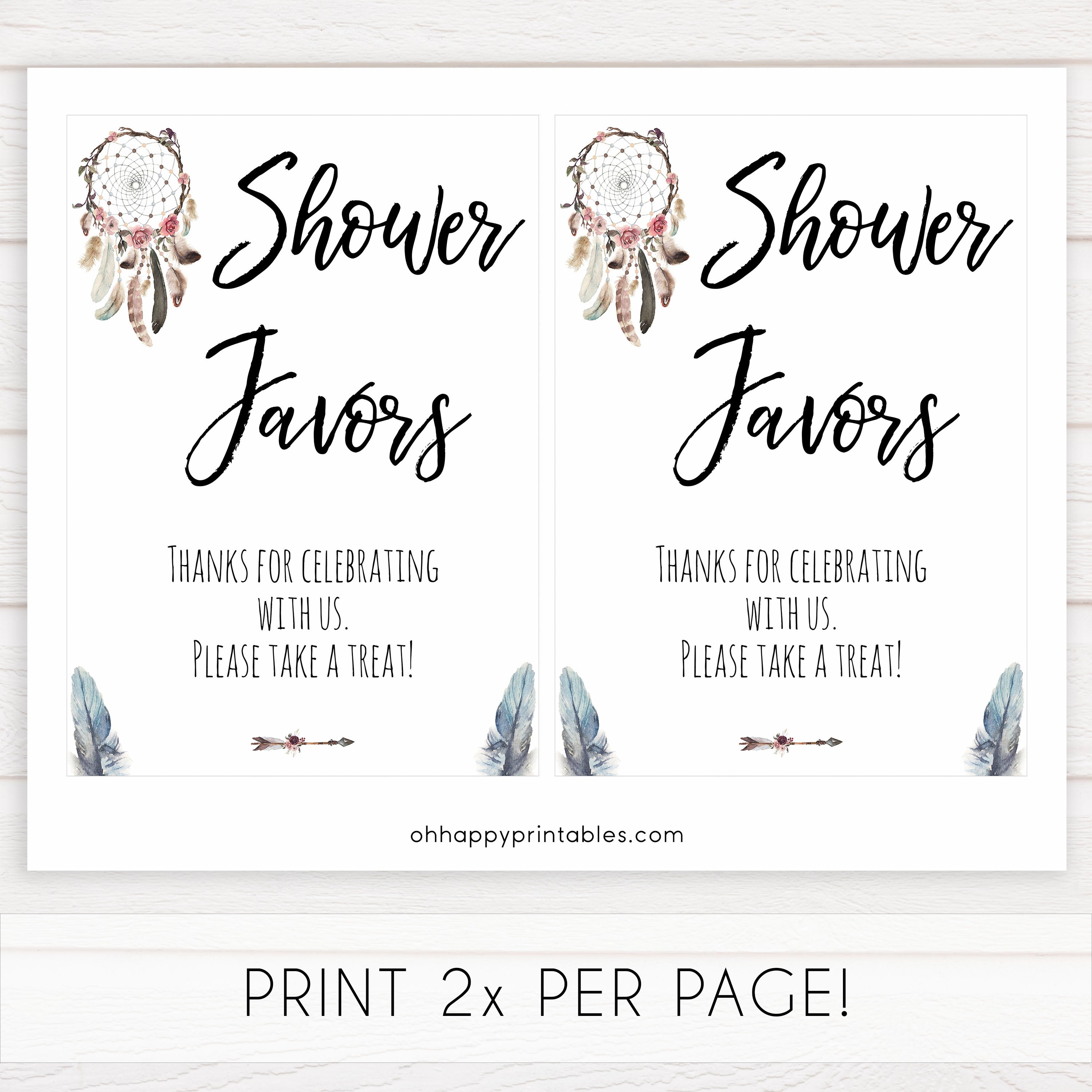 Favors Sign - Boho Printable Baby Shower Signs – OhHappyPrintables