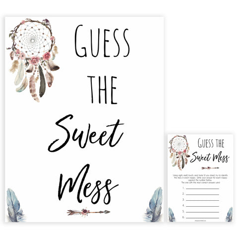 Boho baby games, guess the sweet mess baby game, fun baby games, printable baby games, top 10 baby games, boho baby shower, baby games, hilarious baby games