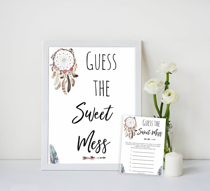 Boho baby games, guess the sweet mess baby game, fun baby games, printable baby games, top 10 baby games, boho baby shower, baby games, hilarious baby games