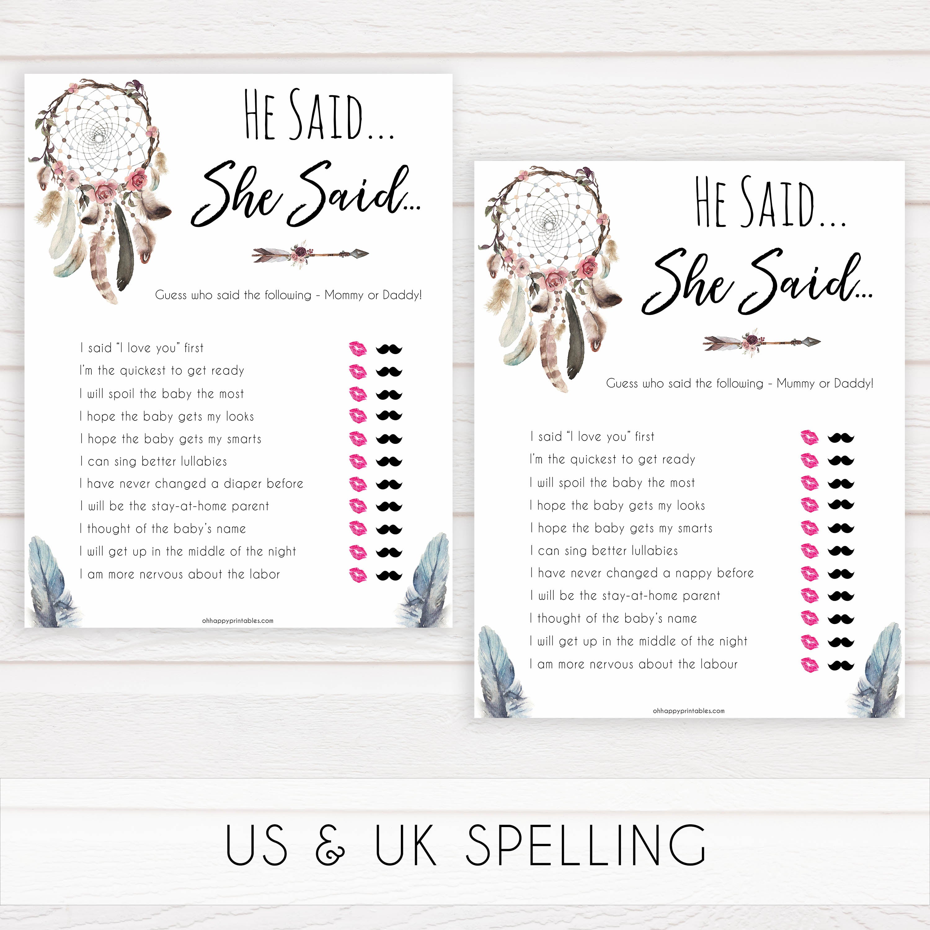 Boho baby games, he said she said baby game, fun baby games, printable baby games, top 10 baby games, boho baby shower, baby games, hilarious baby games