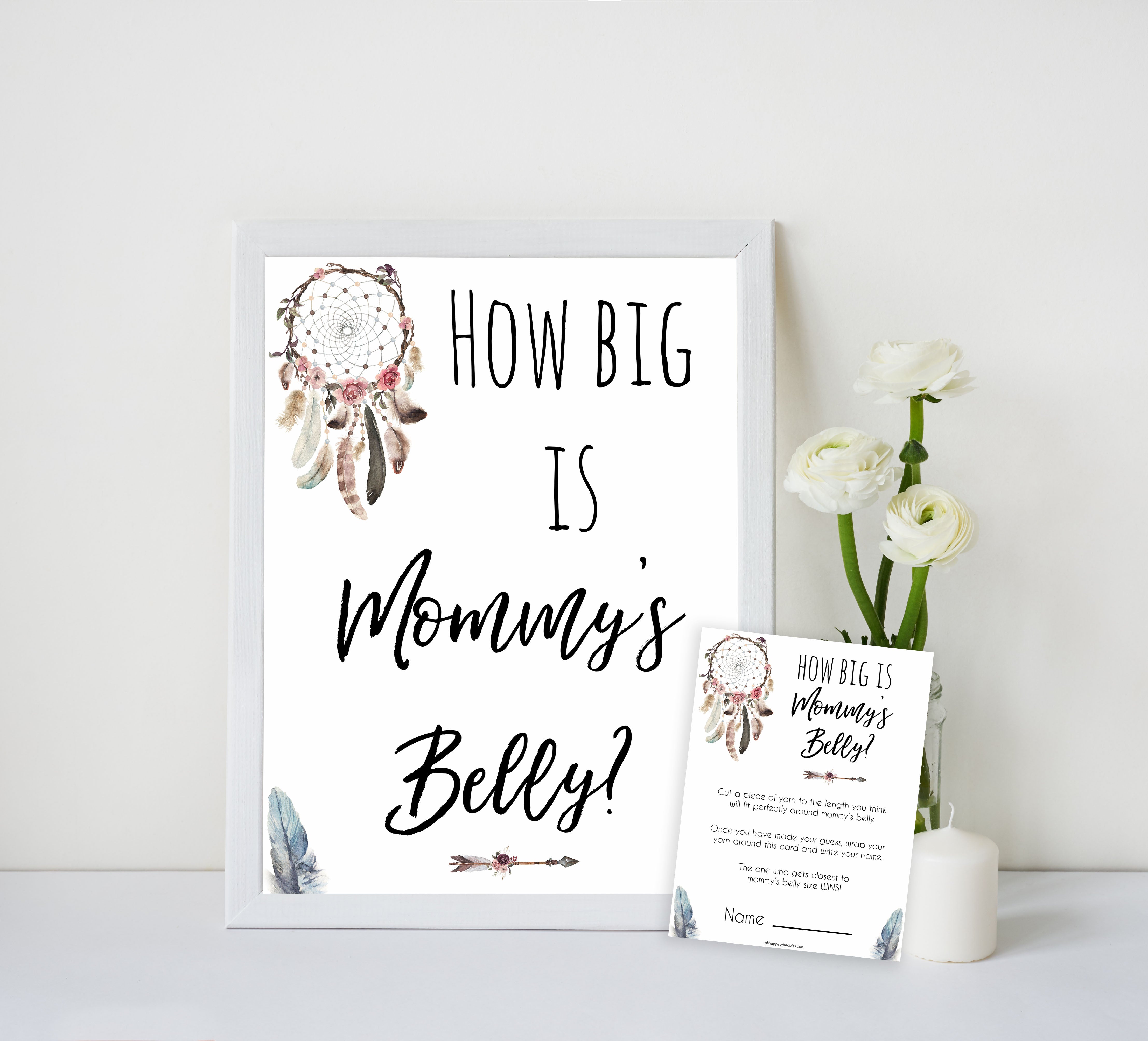 Boho baby games, how big is mommys belly baby game, fun baby games, printable baby games, top 10 baby games, boho baby shower, baby games, hilarious baby games