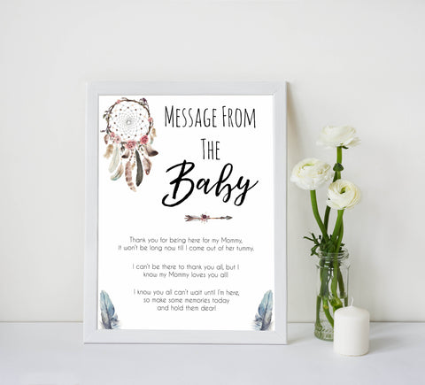 Boho baby games, message from the bump baby game, fun baby games, printable baby games, top 10 baby games, boho baby shower, baby games, hilarious baby games