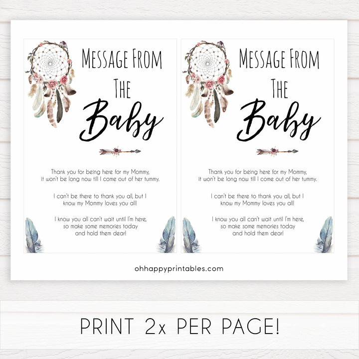 Boho baby games, message from the bump baby game, fun baby games, printable baby games, top 10 baby games, boho baby shower, baby games, hilarious baby games
