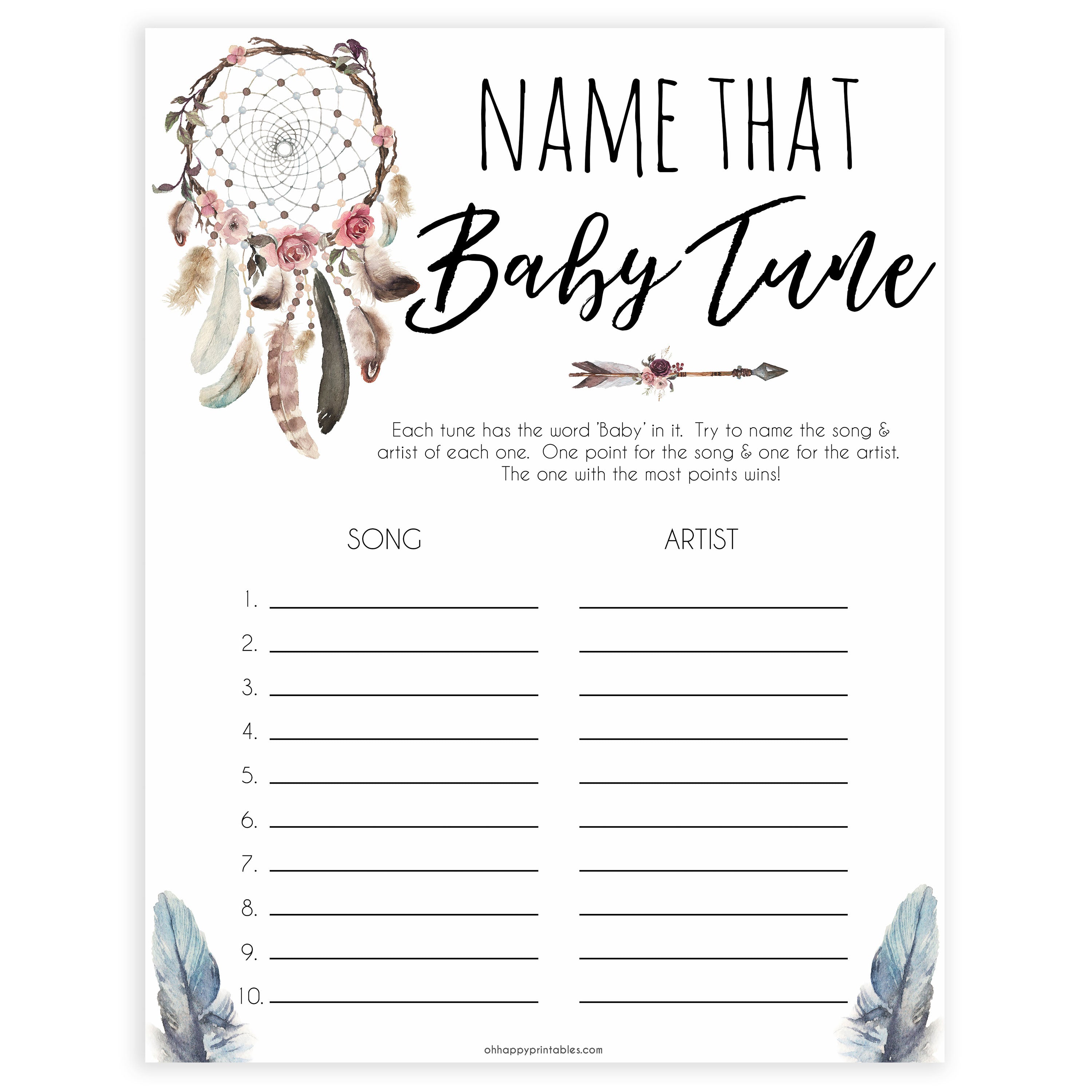 Boho baby games, name that baby tune baby game, fun baby games, printable baby games, top 10 baby games, boho baby shower, baby games, hilarious baby games