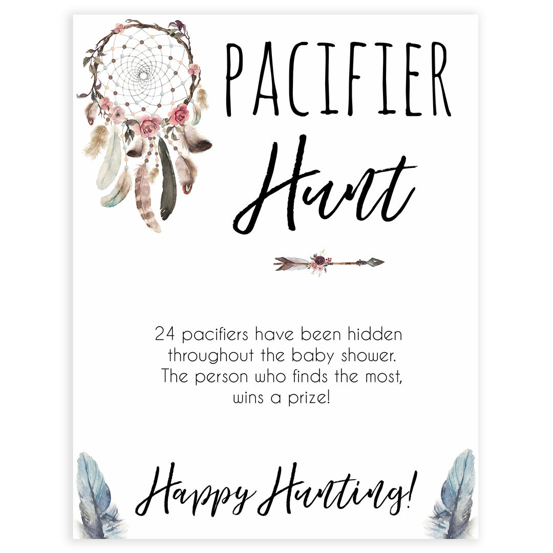 Boho baby games, pacifier hunt baby game, fun baby games, printable baby games, top 10 baby games, boho baby shower, baby games, hilarious baby games