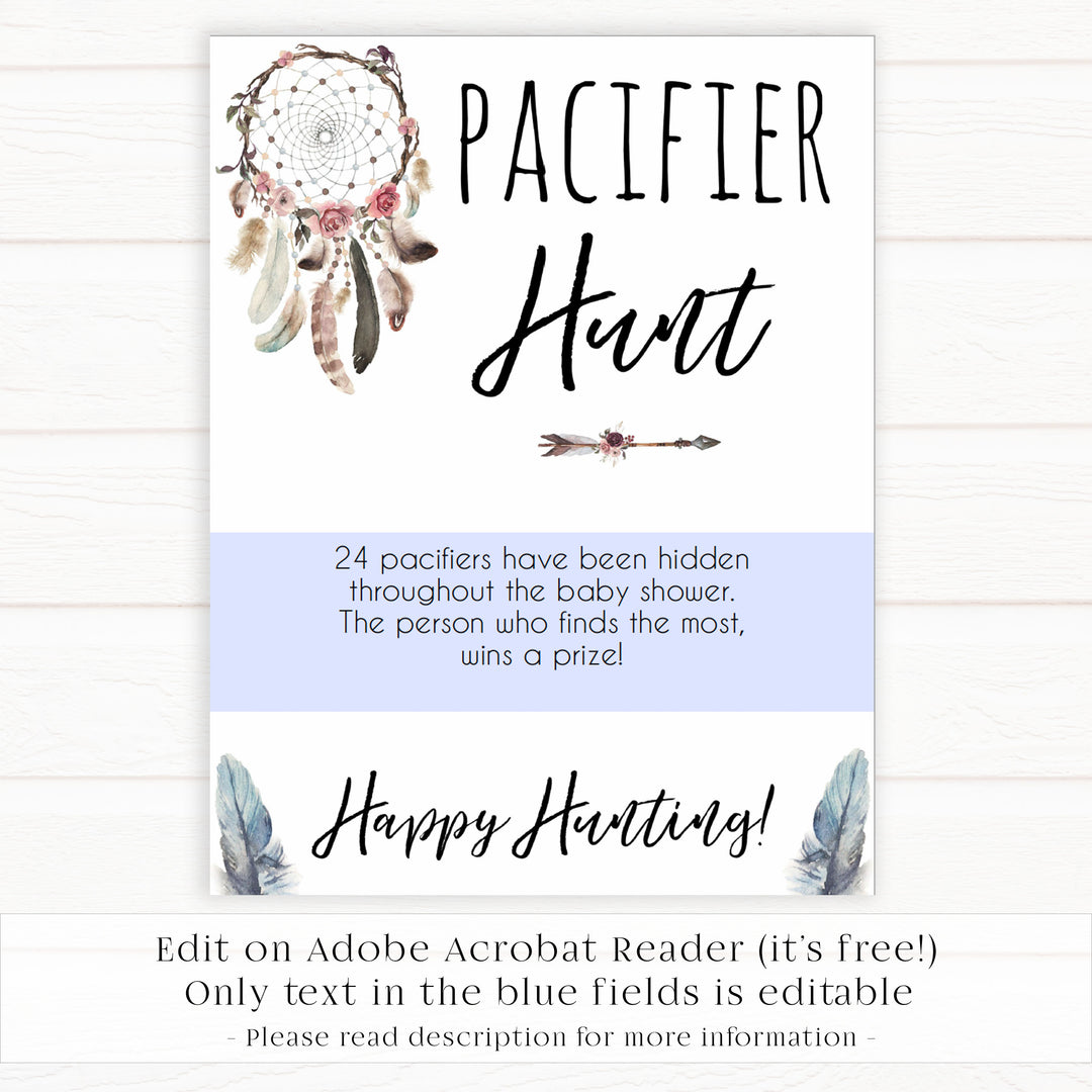 Boho baby games, pacifier hunt baby game, fun baby games, printable baby games, top 10 baby games, boho baby shower, baby games, hilarious baby games